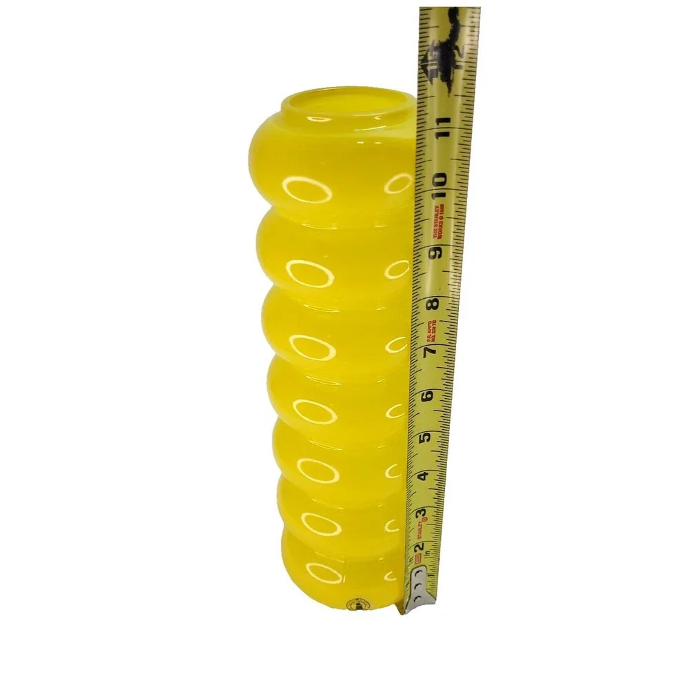 Vtg IKEA Solstrale Anne Nilsson Yellow Bubble Ribbed Vase NWT 11.5